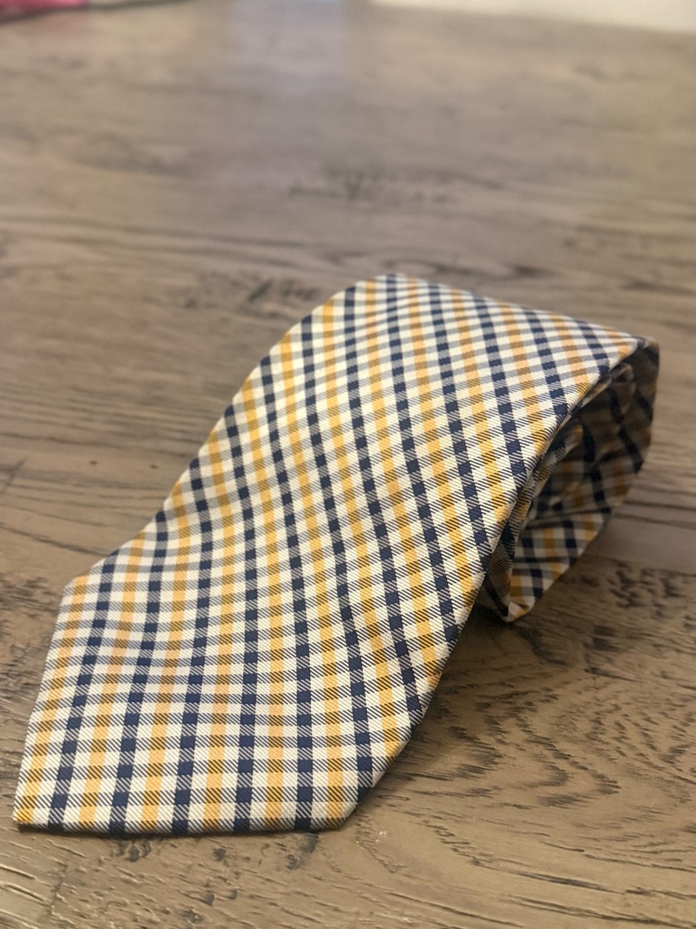 Ralph Lauren Yellow and Navy Gingham Tie